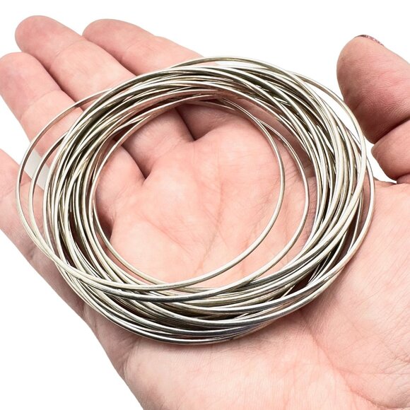 Interlocking Bangle Sterling Silver Bracelet B0640 90 Gram - Picture 3 of 4